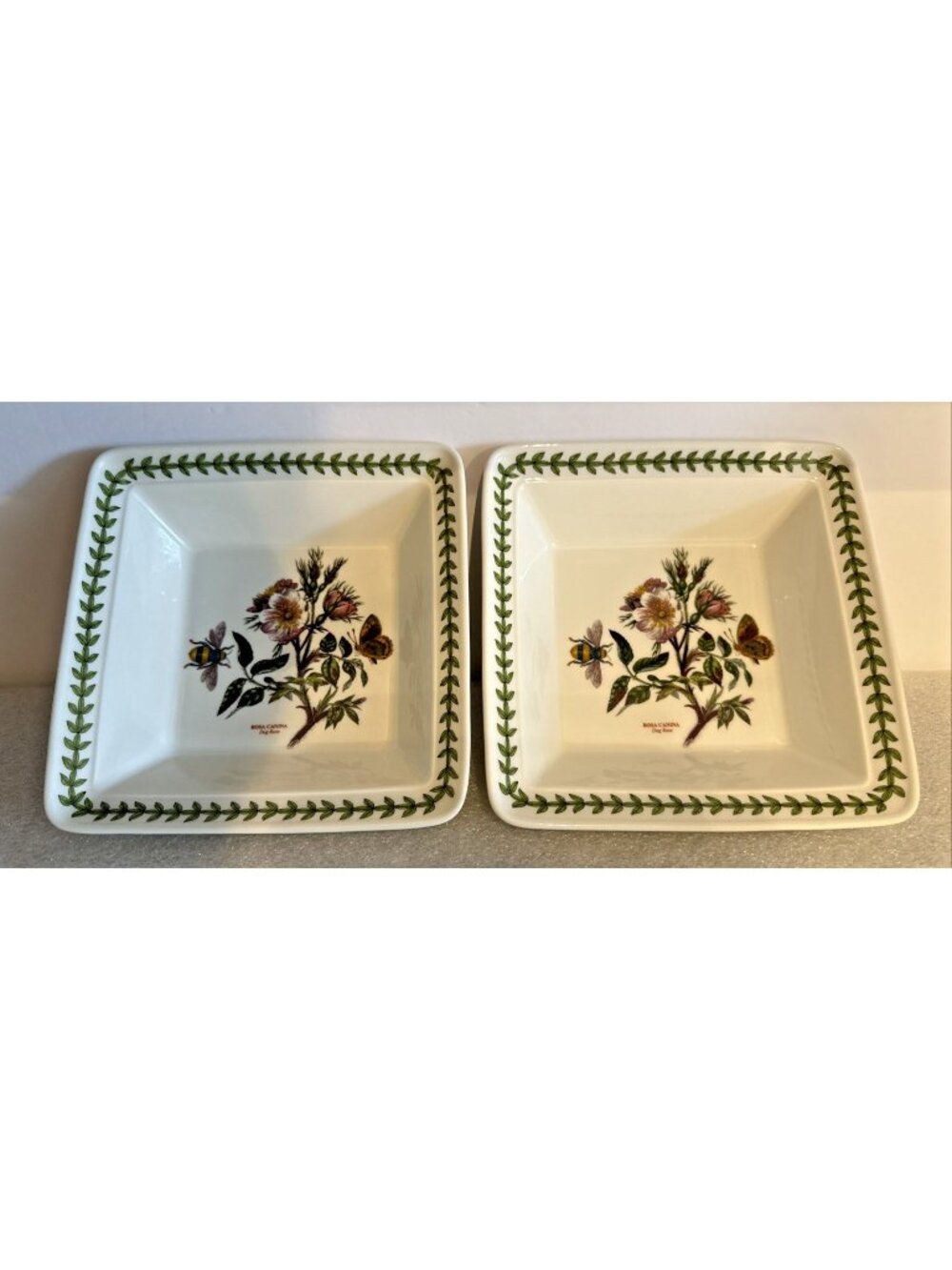 Set of 2 Portmeirion Botanic Garden 7.5” Square 2" Deep Pasta / Salad Bowls NEW